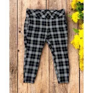 TORRID SIZE 3 Slim Fix Pixie Pant Black White Yellow Plaid‎ Pants Legging EUC